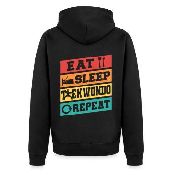 TKD Korean Martial Arts Tae Kwon - Unisex Premium Bio Zip Hoodie - Schwarz - Hinten - Nico (187cm)