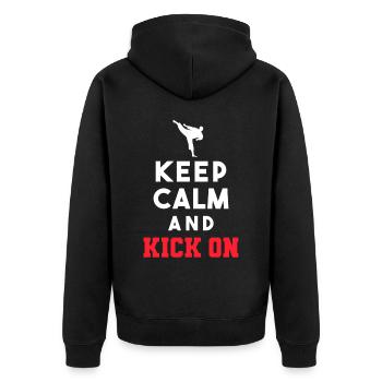 TKD Korean Martial Arts Tae Kwon - Unisex Premium Bio Zip Hoodie - Schwarz - Hinten - Nico (187cm)
