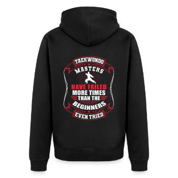 TKD Korean Martial Arts Tae Kwon - Unisex Premium Bio Zip Hoodie - Schwarz - Hinten - Nico (187cm)