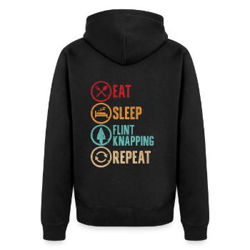 Arrowheads Eat Sleep Flint Knapping Repeat - Unisex Premium Organic Zip Hoodie - black - Back - Nico (187cm)