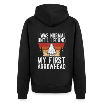 Pfeilspitzen Speerspitze Arrowhead Hunter - Unisex Premium Bio Zip Hoodie - Schwarz - Hinten - Nico (187cm)