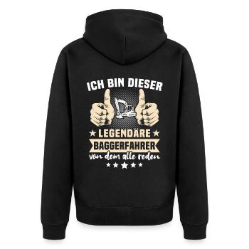 Baggerfuehrer Baggerfahrer - Unisex Premium Bio Zip Hoodie - Schwarz - Hinten - Nico (187cm)