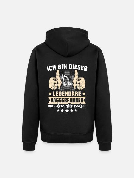 Baggerfuehrer Baggerfahrer - Unisex Premium Bio Zip Hoodie - Schwarz