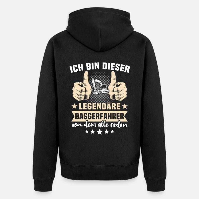 Baggerfuehrer Baggerfahrer - Unisex Premium Bio Zip Hoodie - Schwarz