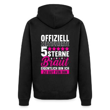 Junggesellinnenabschied Braut - Unisex Premium Bio Zip Hoodie - Schwarz - Hinten - Nico (187cm)
