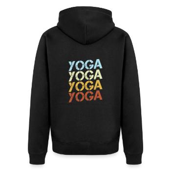 Yoga Retro - Unisex Premium Bio Zip Hoodie - Schwarz - Hinten - Nico (187cm)