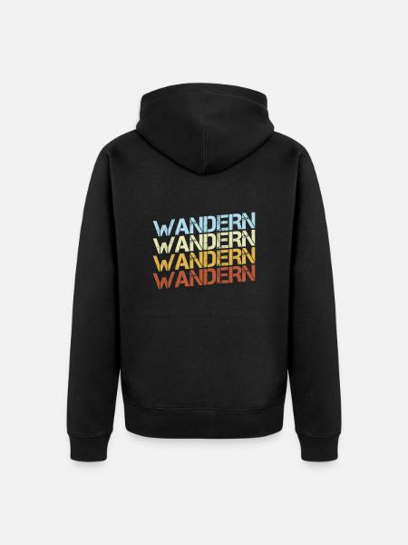 Wandern Retro - Unisex Premium Bio Zip Hoodie - Schwarz