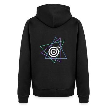 darts - Unisex Premium Bio Zip Hoodie - Schwarz - Hinten - Nico (187cm)