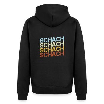 Schach Retro - Unisex Premium Bio Zip Hoodie - Schwarz - Hinten - Nico (187cm)