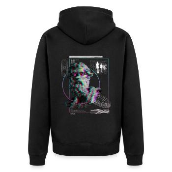 EDM Musik Raver Techno Festival Rave - Unisex Premium Bio Zip Hoodie - Schwarz - Hinten - Nico (187cm)