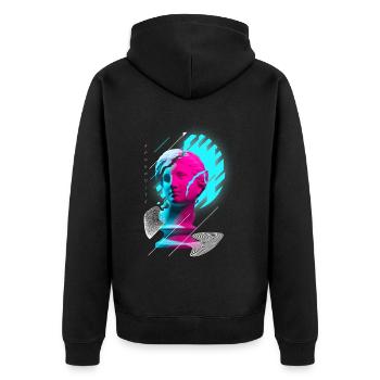 Aphrodite Raver Festival EDM Musik Rave - Unisex Premium Bio Zip Hoodie - Schwarz - Hinten - Nico (187cm)
