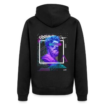 EDM Rave Raver Techno Festival Musique - Veste à capuche bio Premium Unisexe - noir - Dos - Nico (187cm)