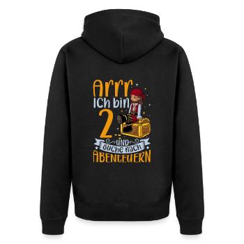 Ich bin 2 - Mädchen Pirat - Unisex Premium Bio Zip Hoodie - Schwarz - Hinten - Nico (187cm)