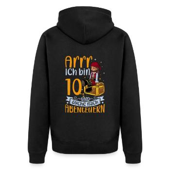 Ich bin 10 - Mädchen Pirat - Unisex Premium Bio Zip Hoodie - Schwarz - Hinten - Nico (187cm)