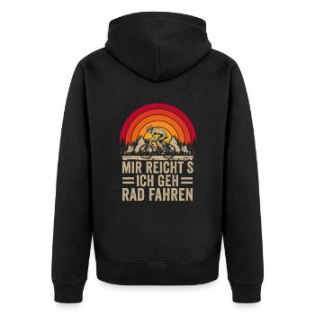 Mir Reicht's Rad fahren Mountainbike Fahrrad MTB - Unisex Premium Bio Zip Hoodie - Schwarz - Hinten - Nico (187cm)