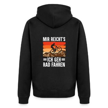 Mir Reicht's Rad fahren Mountainbike Fahrrad MTB - Unisex Premium Bio Zip Hoodie - Schwarz - Hinten - Nico (187cm)