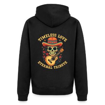 Dia de los Muertos Sugar Skull Mexikanischer Feiertag - Unisex Premium Bio Zip Hoodie - Schwarz - Hinten - Nico (187cm)