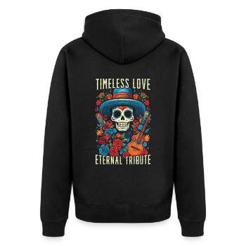 Dia de los Muertos Sugar Skull Mexikanischer Feiertag - Unisex Premium Bio Zip Hoodie - Schwarz - Hinten - Nico (187cm)