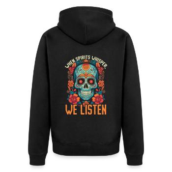 Dia de los Muertos Sugar Skull Mexikanischer Feiertag - Unisex Premium Bio Zip Hoodie - Schwarz - Hinten - Nico (187cm)