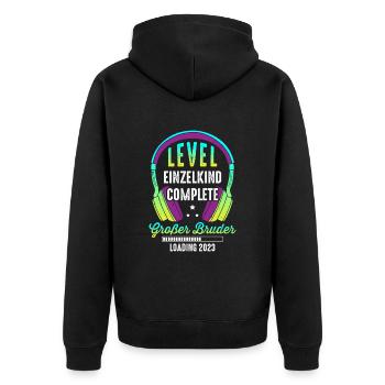 Großer Bruder 2023 Einzelkind Complete Gamer - Unisex Premium Bio Zip Hoodie - Schwarz - Hinten - Nico (187cm)