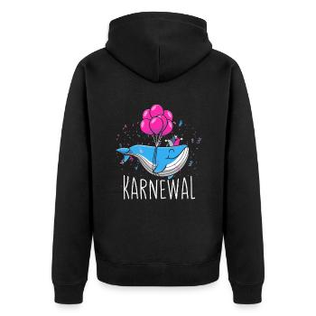 Karnewal Fasching Wal - Unisex Premium Bio Zip Hoodie - Schwarz - Hinten - Nico (187cm)