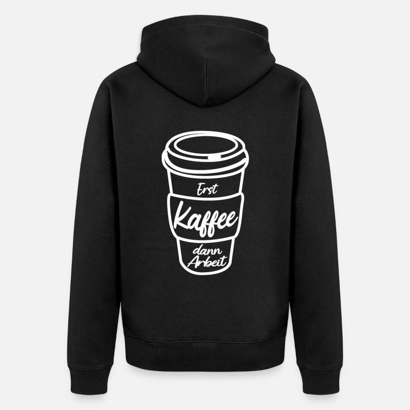 Kaffee Arbeit Kaffeebecher Kaffeetrinker - Unisex Premium Bio Zip Hoodie - Schwarz