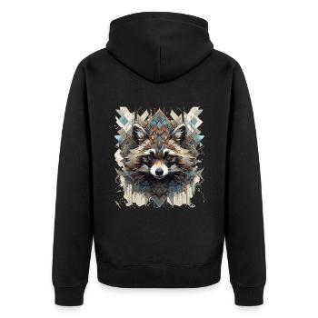 raccoon raccoon raccoon head animals - Unisex Premium Organic Zip Hoodie - black - Back - Nico (187cm)