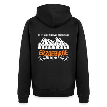 Erzgebirge Berge Wandern Erzgebirger - Unisex Premium Bio Zip Hoodie - Schwarz - Hinten - Nico (187cm)