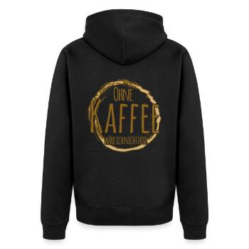 Kaffee Morgenmuffel Kaffeetrinker - Unisex Premium Bio Zip Hoodie - Schwarz - Hinten - Nico (187cm)