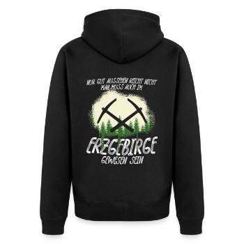 Erzgebirge Urlaub Erzgebirger - Unisex Premium Bio Zip Hoodie - Schwarz - Hinten - Nico (187cm)