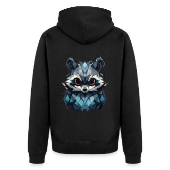 raccoon raccoon raccoon head animals - Unisex Premium Organic Zip Hoodie - black - Back - Nico (187cm)