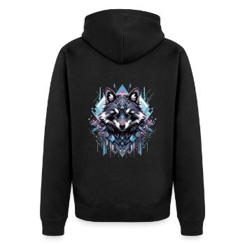 raccoon raccoon raccoon head animals - Unisex Premium Organic Zip Hoodie - black - Back - Nico (187cm)