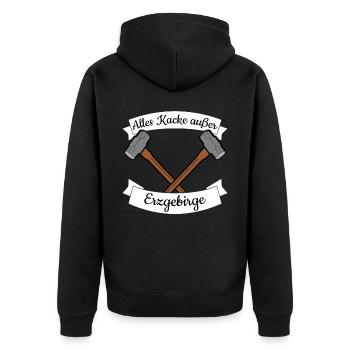 Erzgebirge Sachsen Erzgebirger - Unisex Premium Bio Zip Hoodie - Schwarz - Hinten - Nico (187cm)