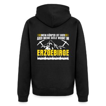 Erzgebirge Sachsen Berge Erzgebirger - Unisex Premium Bio Zip Hoodie - Schwarz - Hinten - Nico (187cm)