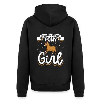 German Riding Pony Girl - Unisex Premium Organic Zip Hoodie - black - Back - Nico (187cm)