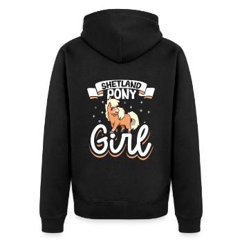 Shetland Pony Girl - Unisex Premium Bio Zip Hoodie - Schwarz - Hinten - Nico (187cm)