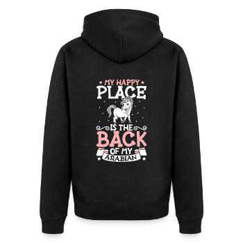 Mein Lieblingsplatz - Arabian - Unisex Premium Bio Zip Hoodie - Schwarz - Hinten - Nico (187cm)
