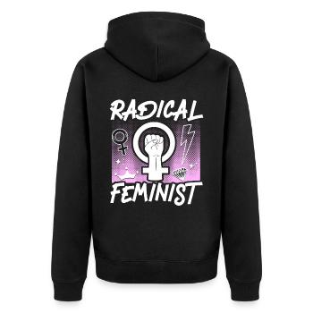 Feminist Radical Feminist - Unisex Premium Organic Zip Hoodie - black - Back - Nico (187cm)