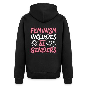 Feminist Feminism Includes All - Unisex Premium Organic Zip Hoodie - black - Back - Nico (187cm)