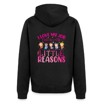 I Love My Job For All The Little Reasons - Unisex Premium Organic Zip Hoodie - black - Back - Nico (187cm)