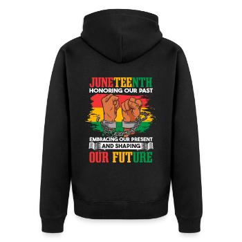 Juneteenth honore notre passé - Veste à capuche bio Premium Unisexe - noir - Dos - Nico (187cm)
