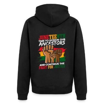 Black History Freedom Day Juneteenth - Unisex Premium Organic Zip Hoodie - black - Back - Nico (187cm)