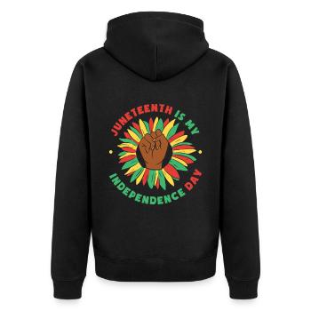 Juneteenth Is My Independence Day - Unisex Premium Organic Zip Hoodie - black - Back - Nico (187cm)