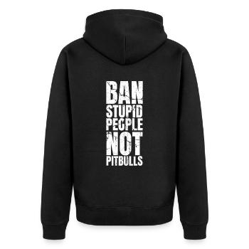 Pitbull Pitbull Ban - Unisex Premium Organic Zip Hoodie - black - Back - Nico (187cm)