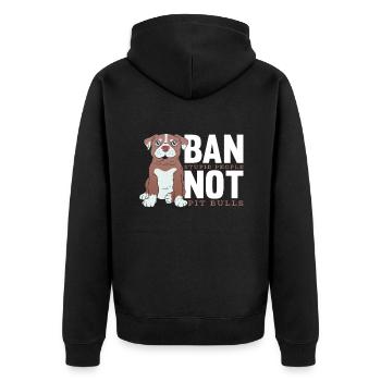Pitbull Pitbull Ban - Unisex Premium Organic Zip Hoodie - black - Back - Nico (187cm)