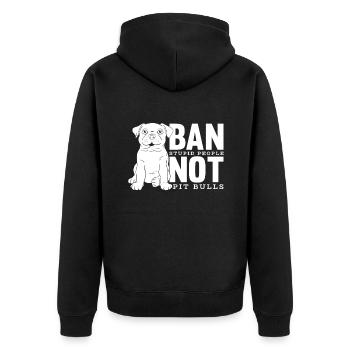 Pitbull Pitbull Ban - Unisex Premium Organic Zip Hoodie - black - Back - Nico (187cm)