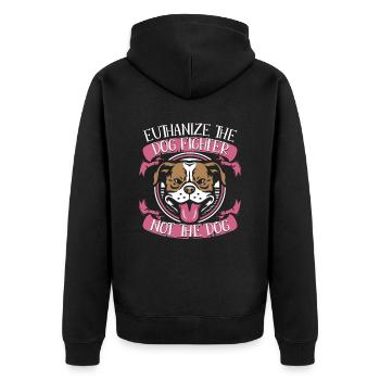 Pitbull Pitbull Ban - Unisex Premium Organic Zip Hoodie - black - Back - Nico (187cm)