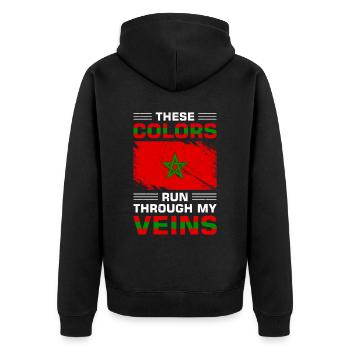 Drapeau des Etats-Unis Amérique Maroc Drapeau Maroc Marocain - Veste à capuche bio Premium Unisexe - noir - Dos - Nico (187cm)