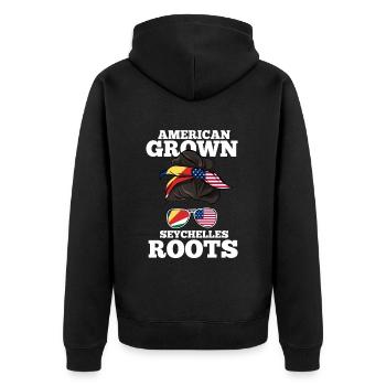 Seychellen - Unisex Premium Bio Zip Hoodie - Schwarz - Hinten - Nico (187cm)