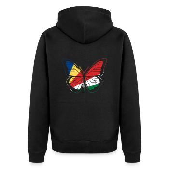 Seychellen - Unisex Premium Bio Zip Hoodie - Schwarz - Hinten - Nico (187cm)